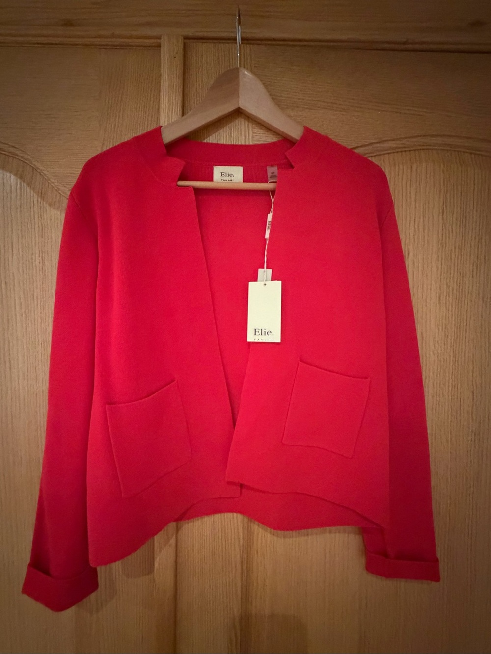 Elie Tahari Red Open-Front Blazer Jacket
